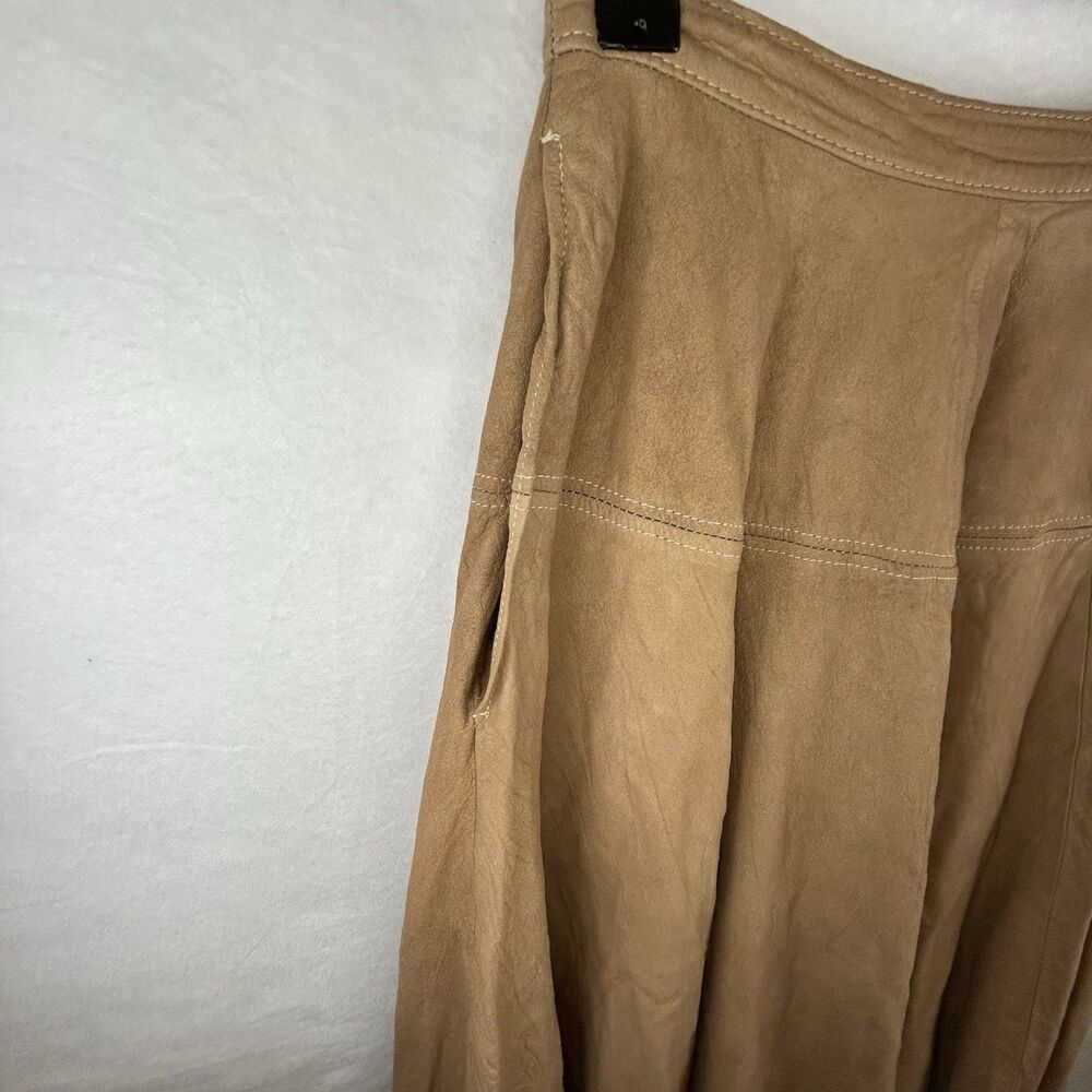 Soft Leather Skirt Raw Hem Long Begedor Italia western outback cowgirl core Sz 4 - Picture 3 of 9